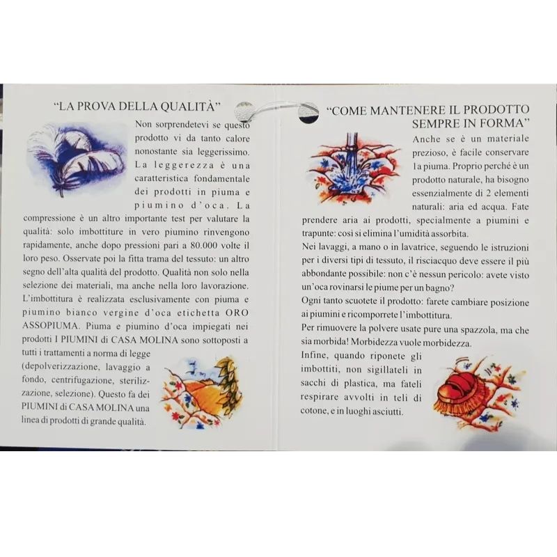 SOFFICEPIUMA®by MOLINA Piumino d'oca vergine bianca siberiana art. GILDA TOP 4 punti calore descrizione