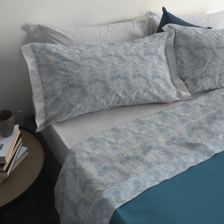 SOFFICEPIUMA® Completo Letto SINGOLO in FLANELLA SMERIGLIATA col. BORMIO art. 2307 SQUARES