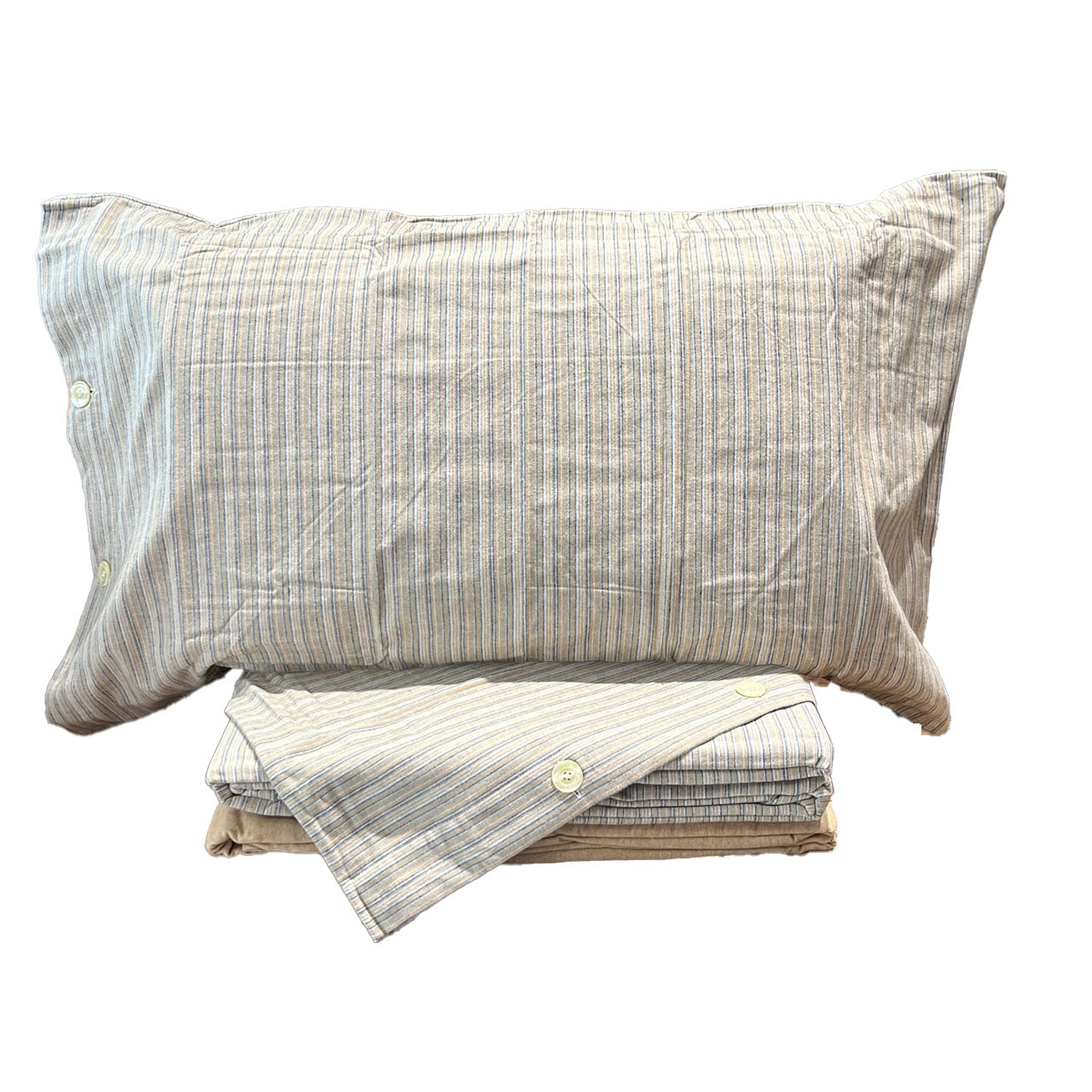 SOFFICEPIUMA® Completo Letto MATRIMONIALE in FLANELLA tintofilo art. MARMOLADA dis. 49531 col. OCRA