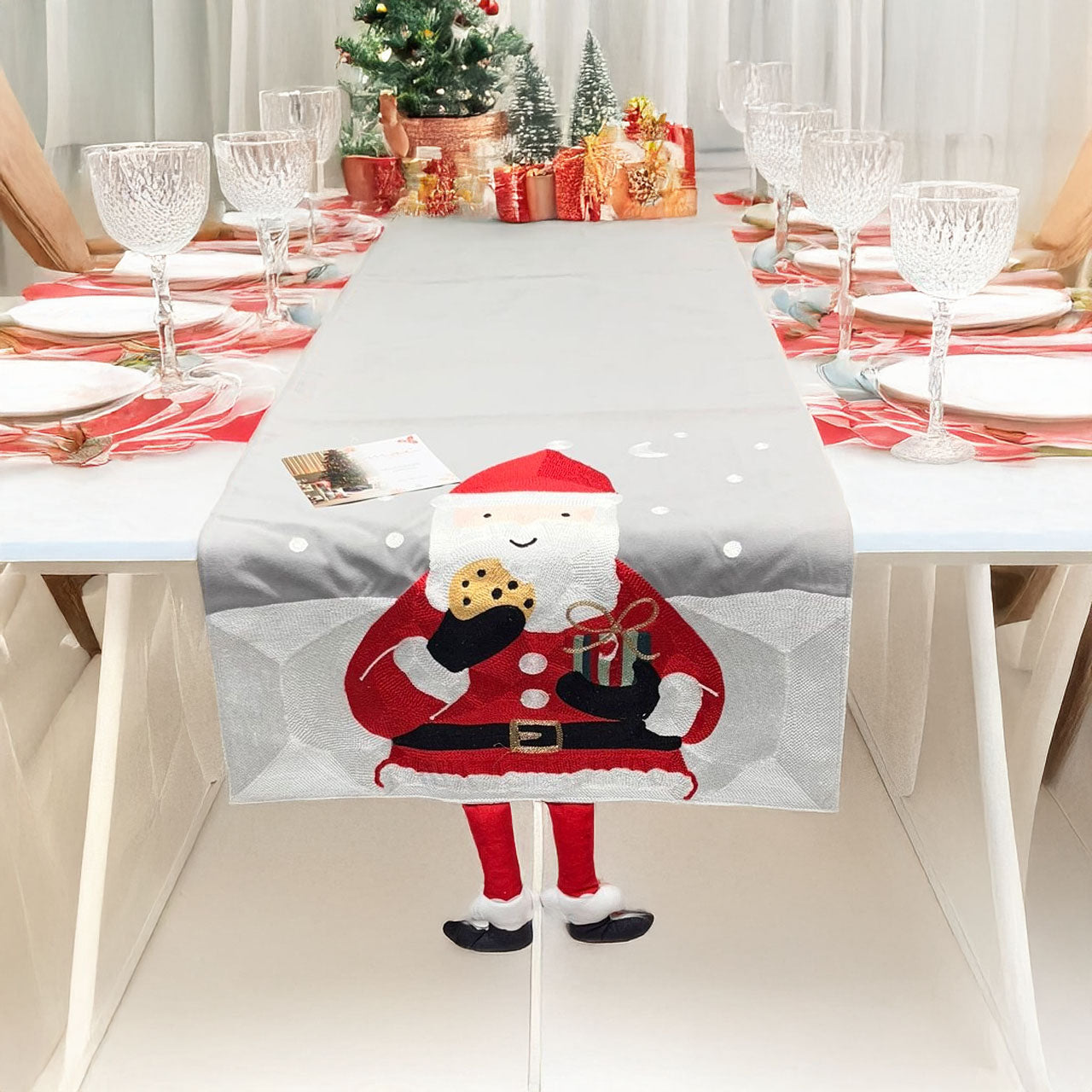 Maè by Via Roma 60 Runner tavolo Xmas Time in tessuto velvet art. HAPPY SANTA