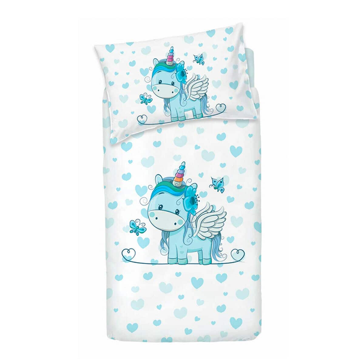 sofficepiuma bassetti copripiumino baby UNICORN CELESTE