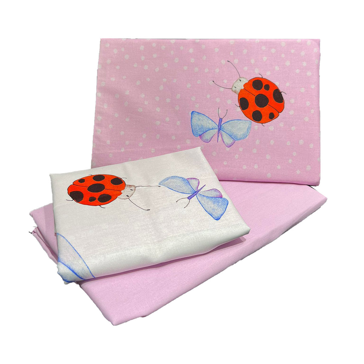 1 COMPLETO LETTO BASSETTI NELLA LETTINO ROSA CELESTE SOFFICEPIUMA COMPLETO 1