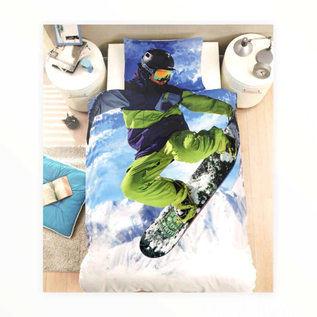 1 boy girl daunex parure copripiumino in puro cotone con stampa snowboard copripiumino bimbi daunex sofficepiuma