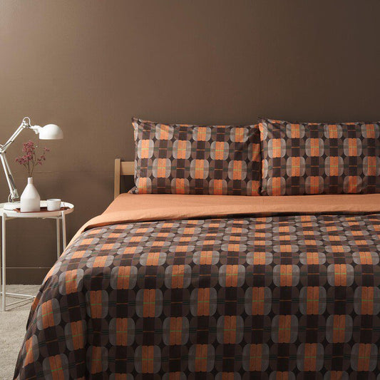 BASSETTI COMPLETO COPRIPIUMINO SINGOLO 1 PIAZZA art. GLOBES col. Marrone