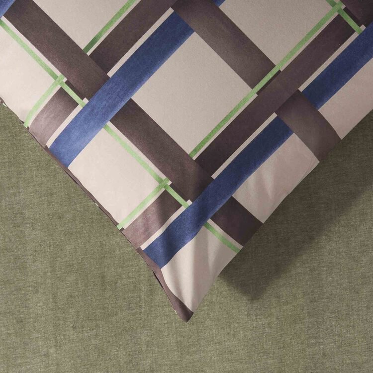 BASSETTI COMPLETO COPRIPIUMINO PIAZZA E MEZZO art. CHECK col. B1 BLU