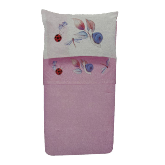 2 COMPLETO LETTO BASSETTI NELLA LETTINO ROSA CELESTE SOFFICEPIUMA COMPLETO