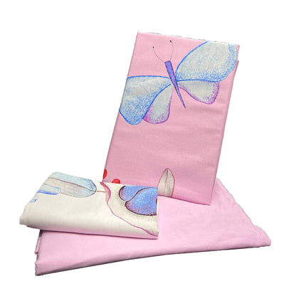 2 COPRIPIUMINO BASSETTI NELLA LETTINO ROSA CELESTE SOFFICEPIUMA COMPLETO