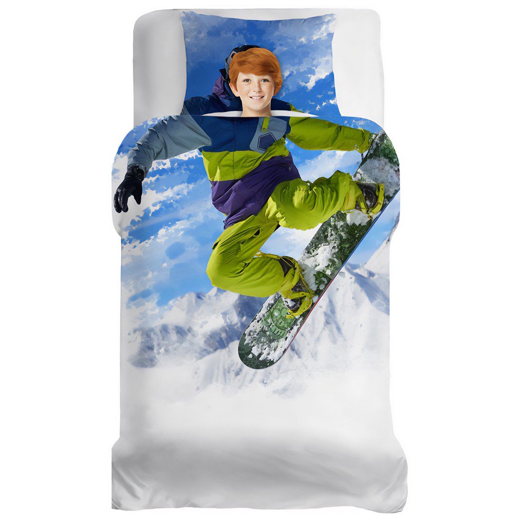 2 boy girl daunex parure copripiumino in puro cotone con stampa snowboard copripiumino bimbi daunex sofficepiuma
