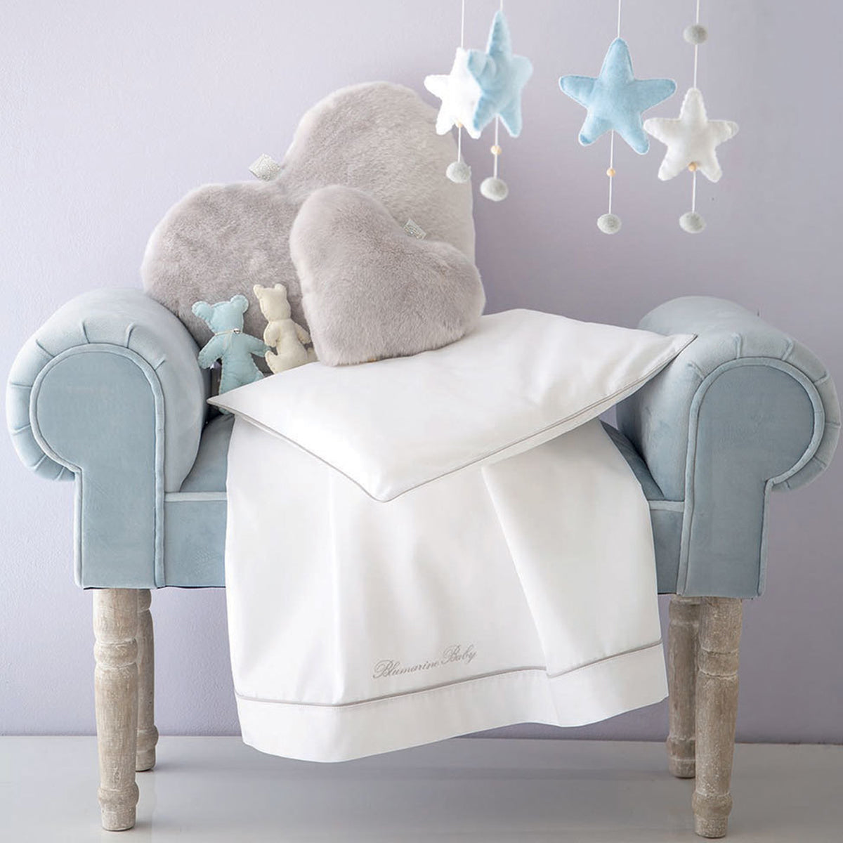 2 completo lettino baby blumarine blu sofficepiuma