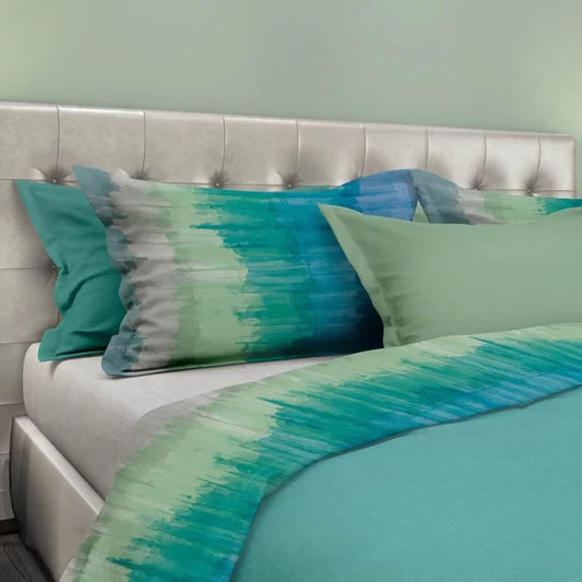 LE VIE DEL COTONE completo letto EFFETTO COPRILETTO in 100% cotone PIAZZA E MEZZO collezione Printing Magics art. LISBONA col. MIRTILLO