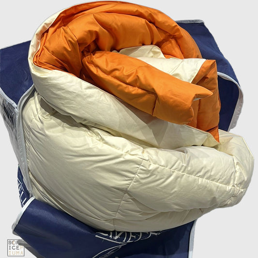 CINELLI Trapunta piuma d'oca 95% piumino - 5% piumetta UNGHERESE qualità SILVER  - punti calore 3***- Piazza e Mezzo - Crema/Arancio - angoli stondati