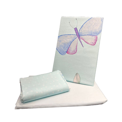 3 COPRIPIUMINO BASSETTI NELLA LETTINO ROSA CELESTE SOFFICEPIUMA COMPLETO