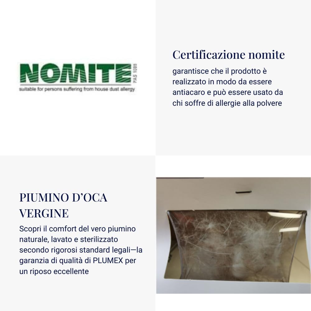 CINELLI per SOFFICEPIUMA®  PIUMINO D'OCA VERGINE 100% art. INCANTO 80% piumino 20% piumette