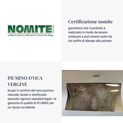 CINELLI per SOFFICEPIUMA®  PIUMINO D'OCA VERGINE 100% art. INCANTO 80% piumino 20% piumette