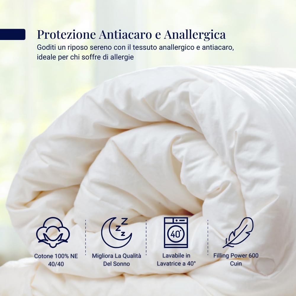 CINELLI per SOFFICEPIUMA®  PIUMINO D'OCA VERGINE 100% art. INCANTO 80% piumino 20% piumette