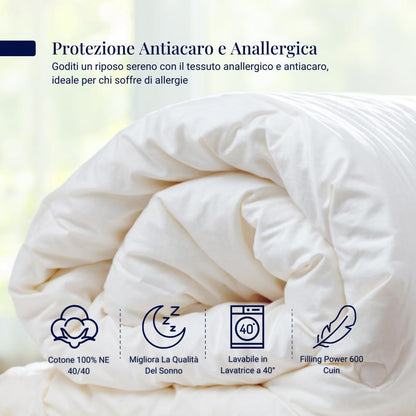 CINELLI per SOFFICEPIUMA®  PIUMINO D'OCA VERGINE 100% art. INCANTO 80% piumino 20% piumette