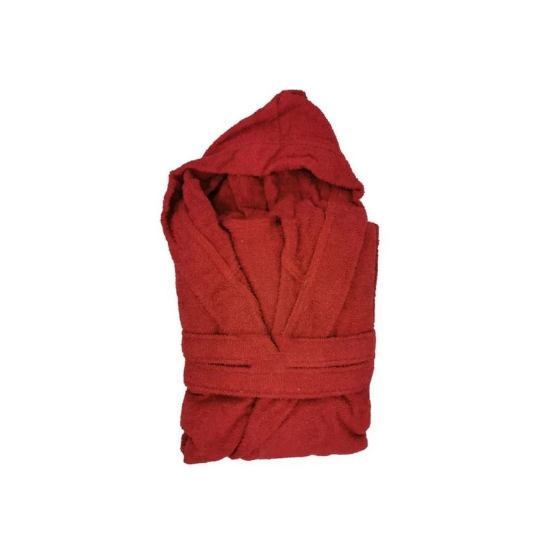 SOFFICEPIUMA® Accappatoio con Cappuccio e 2 Tasche Art. MORBIDONE rosso