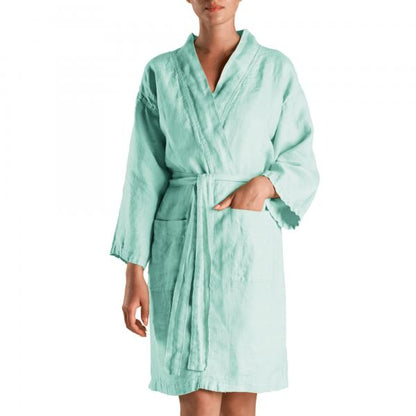 BiancoPerla Accappatoio kimono in panama di puro lino tinto in capo art. PANAMA SOLE