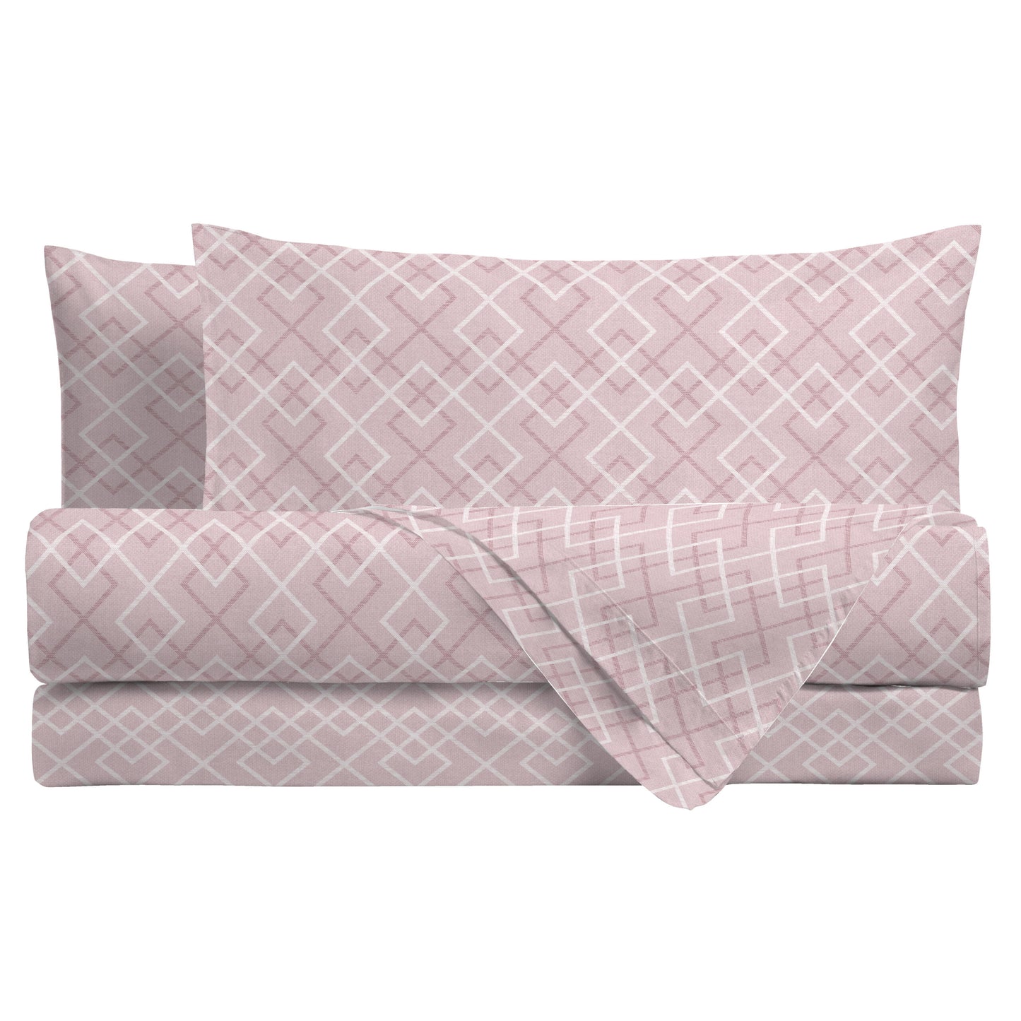 DI MAESTRO Completo Letto PIAZZA E MEZZO  in FLANELLA  art. INGRID col. PINK