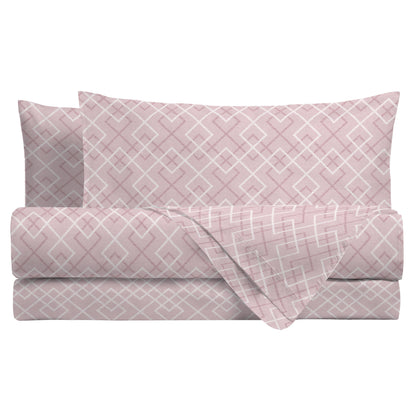 DI MAESTRO Completo Letto PIAZZA E MEZZO  in FLANELLA  art. INGRID col. PINK