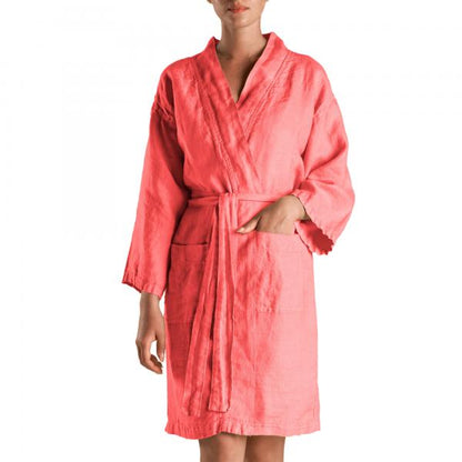BiancoPerla Accappatoio kimono in panama di puro lino tinto in capo art. PANAMA SOLE