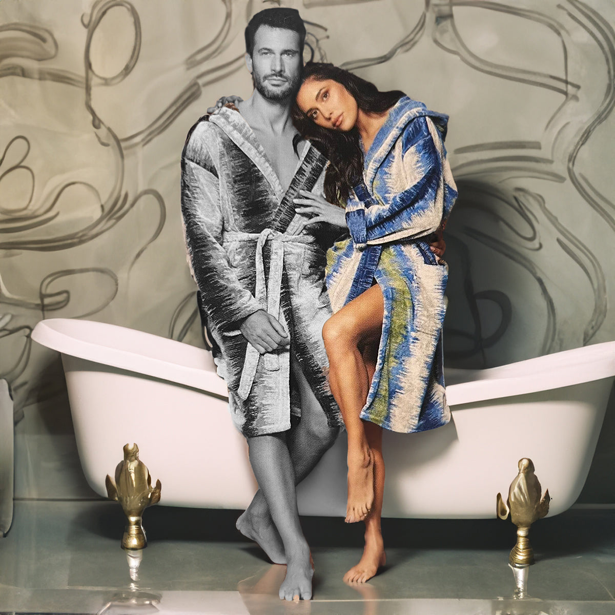 MIRABELLO CARRARA Accappatoio in spugna cimata con cappuccio art. BRIDGE