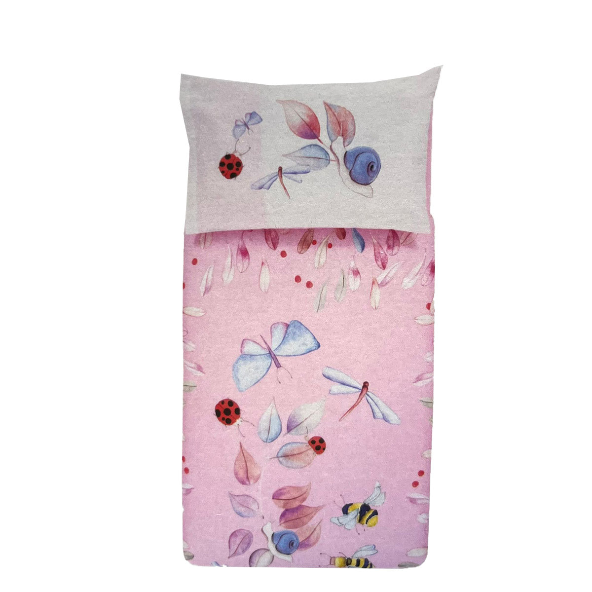 COPRIPIUMINO NBASSETTI NELLA LETTINO ROSA CELESTE SOFFICEPIUMA COMPLETO