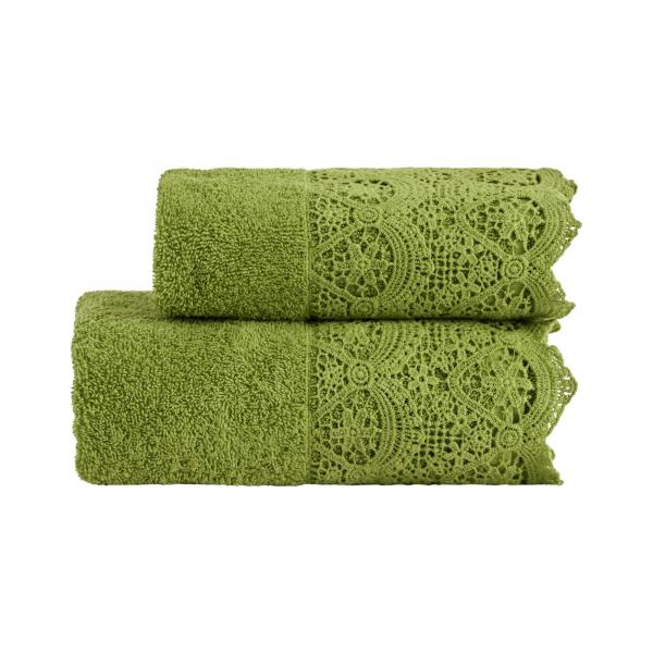 BiancoPerla Telo Bagno in Spugna con balza in macramè art. CANASTRA