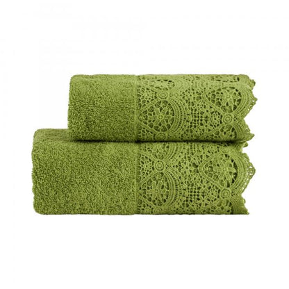 BiancoPerla Telo Bagno in Spugna con balza in macramè art. CANASTRA