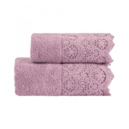BiancoPerla Telo Bagno in Spugna con balza in macramè art. CANASTRA