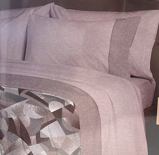 MAE' by Via Roma 60 Completo Letto Piazza e Mezzo  Flanella di puro cotone percalle art. CAOS col. Prugna