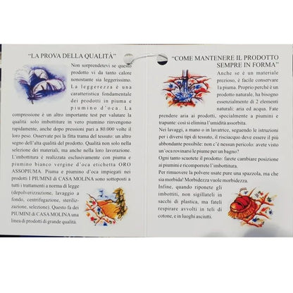 SOFFICEPIUMA®by MOLINA Piumino d'oca vergine bianca siberiana art. GILDA TOP 4 punti calore descrizione