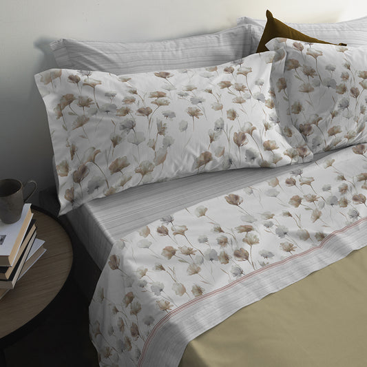 SOFFICEPIUMA® Completo Letto SINGOLO  in FLANELLA SMERIGLIATA  col. BORMIO art. 2310 FLORAL