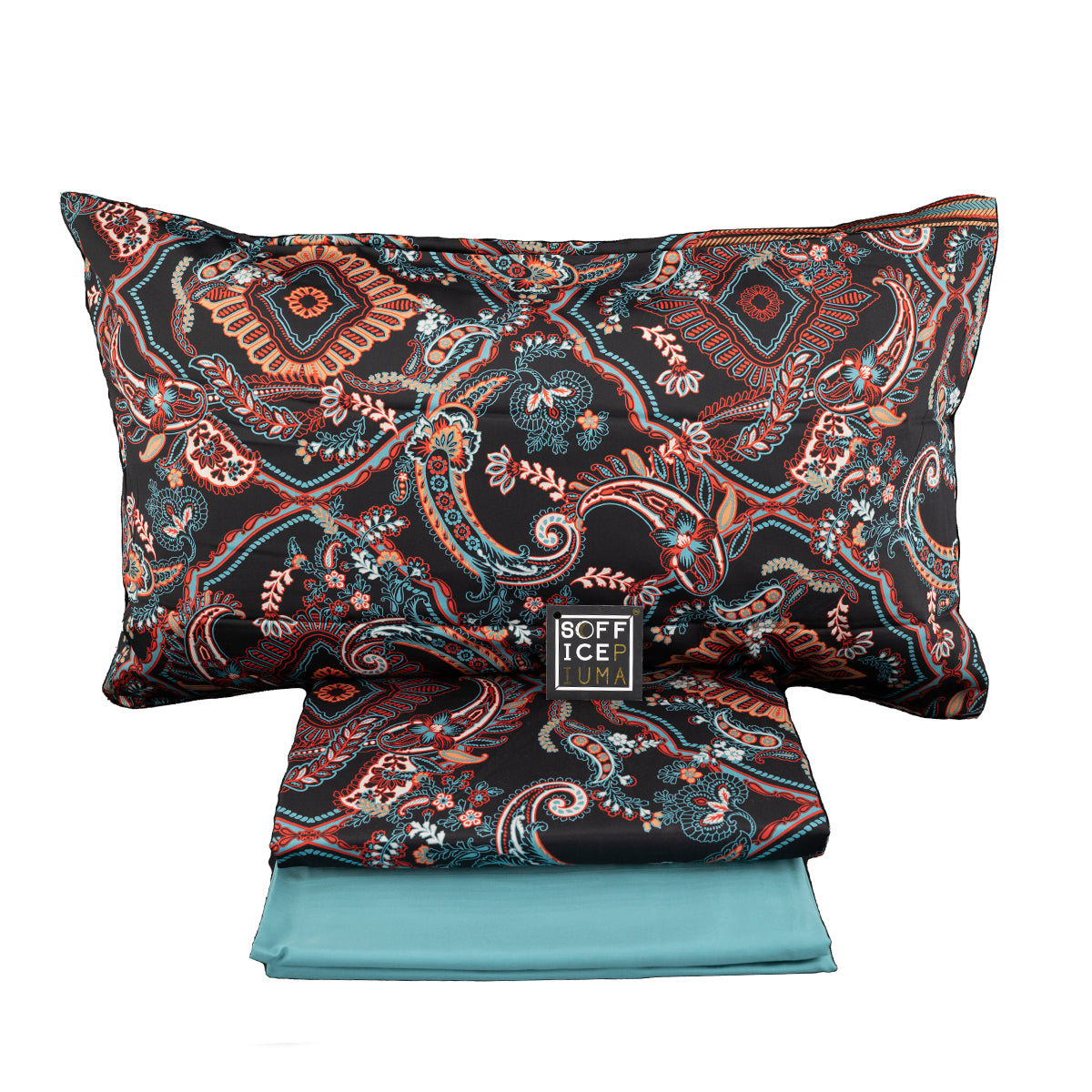 SOFFICEPIUMA COPRIPIUMINO GRANFOULARD BASSETTI serie limitata sulmuna floreale fiori nero fantasia sconto outlet offerta 1