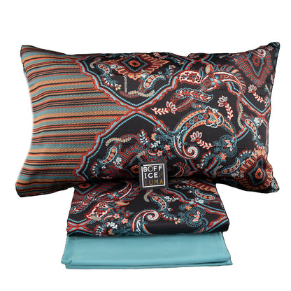 SOFFICEPIUMA COPRIPIUMINO GRANFOULARD BASSETTI serie limitata sulmuna floreale fiori nero fantasia sconto outlet offerta 2