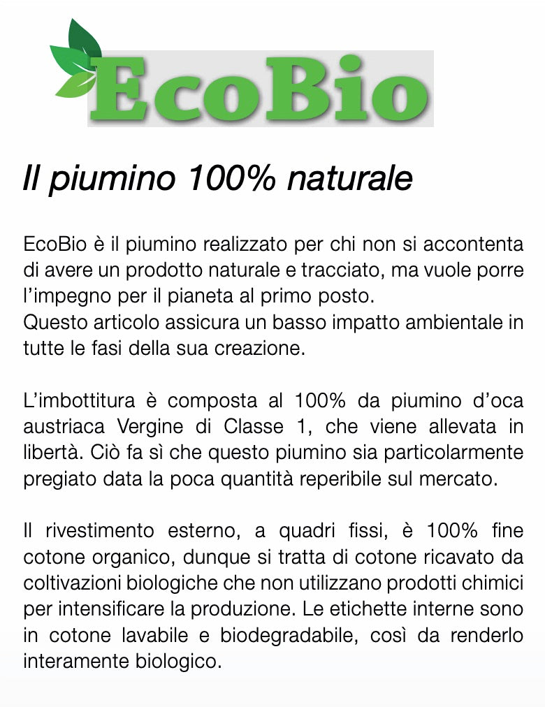 INHOM Factory Piumino letto in piuma d'oca SIBERIANA by SEIBERSDORFER art. ECO BIO