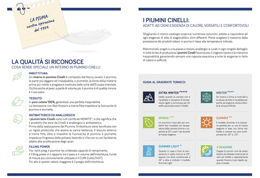 CINELLI piumino letto 100% piumino oca bianca ungherese art. GRENOBLE