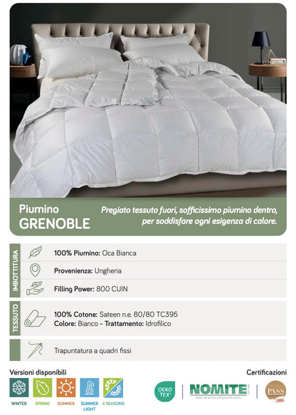 CINELLI piumino letto 100% piumino oca bianca ungherese art. GRENOBLE