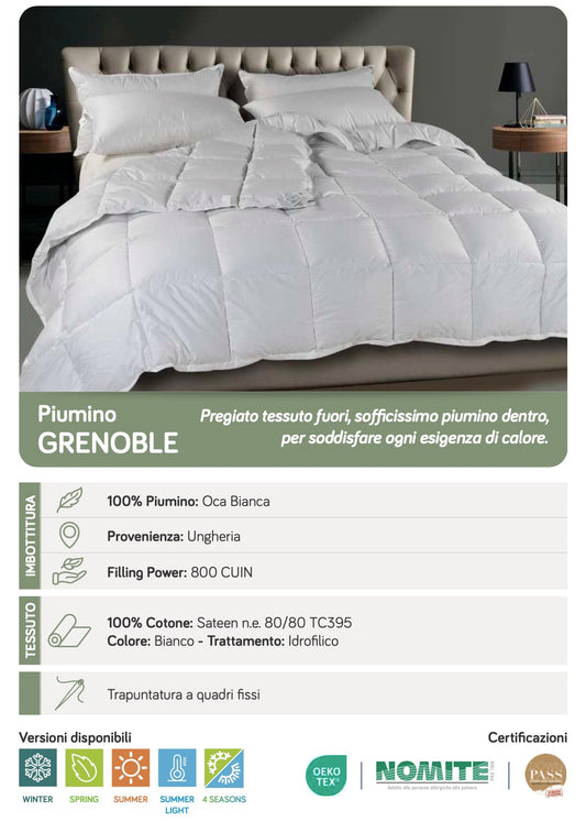 CINELLI piumino letto 100% piumino oca bianca ungherese art. GRENOBLE