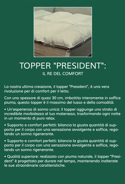 Sofficepiuma by Plumex Topper Benessere in 30 % piumino - 70% piumette  art. PRESIDENT