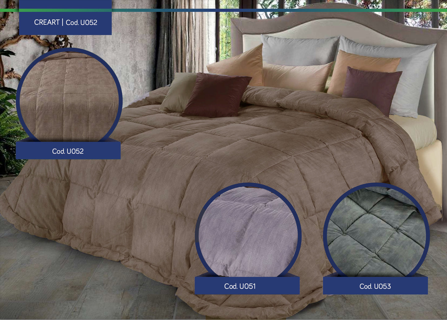 CINELLI Trapunta in piuma d'oca FANTASIA collezione CREART  art. U052 col. Cioccolat