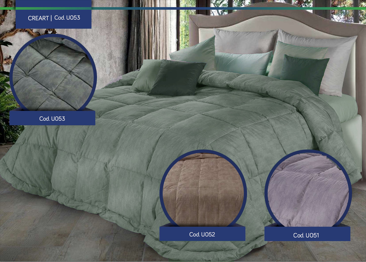 CINELLI Trapunta in piuma d'oca FANTASIA collezione CREART  art. U053 Bosco