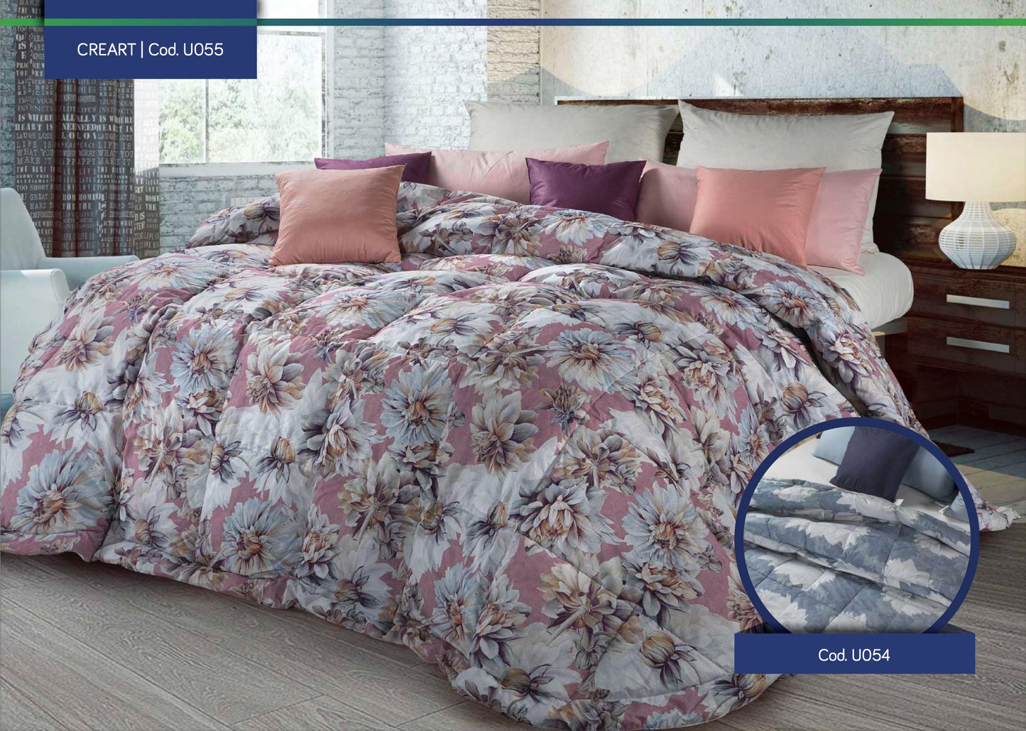 CINELLI Trapunta in piuma d'oca FANTASIA collezione CREART  art. U055 col. Rosa Antico