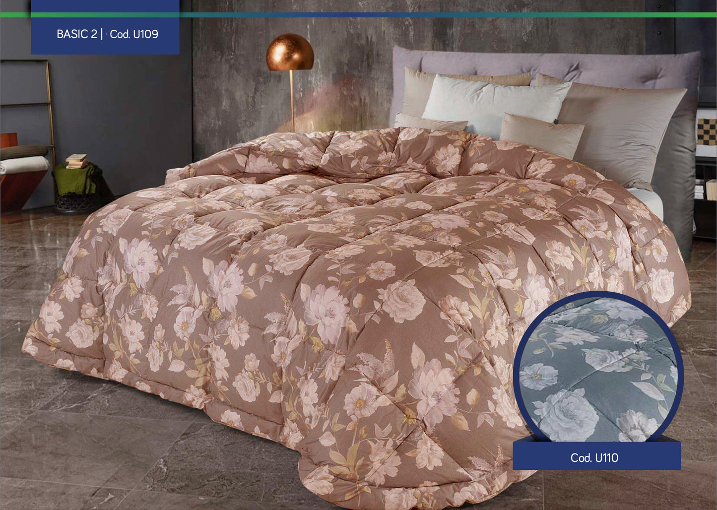 CINELLI Trapunta in piuma d'oca FANTASIA collezione BASIC 2  art.  U109 CACAO