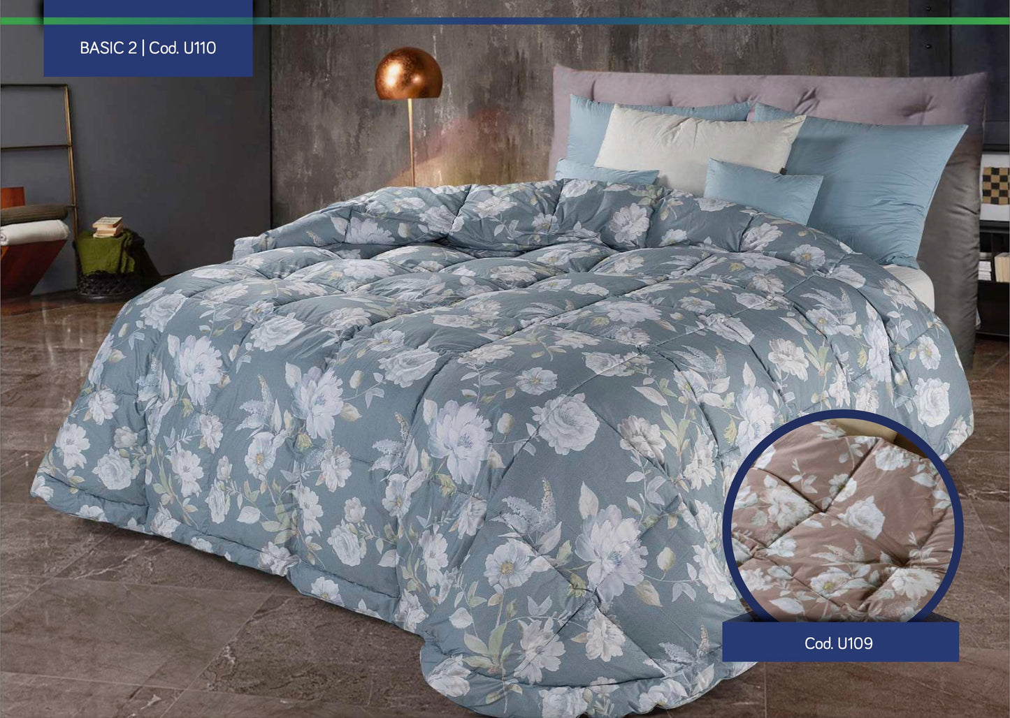 CINELLI Trapunta in piuma d'oca FANTASIA collezione BASIC 2  art.  U110 DENIM