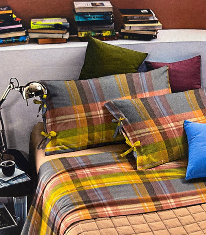 SOFFICEPIUMA® Completo Letto MATRIMONIALE  in FLANELLA tintofilo  art. HENRY