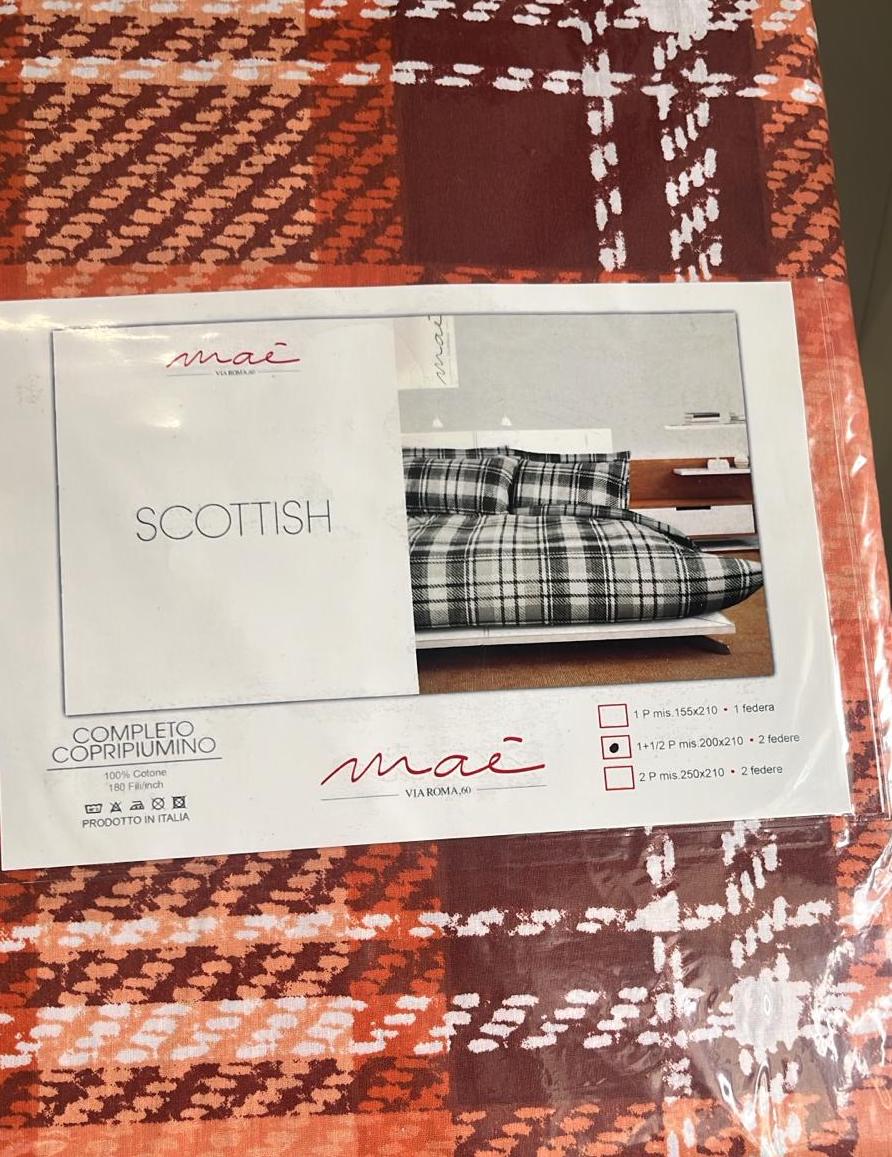 MAE' by Via Roma 60 Completo copripiumino PIAZZA MEZZO art. SCOTTISH col. Orange
