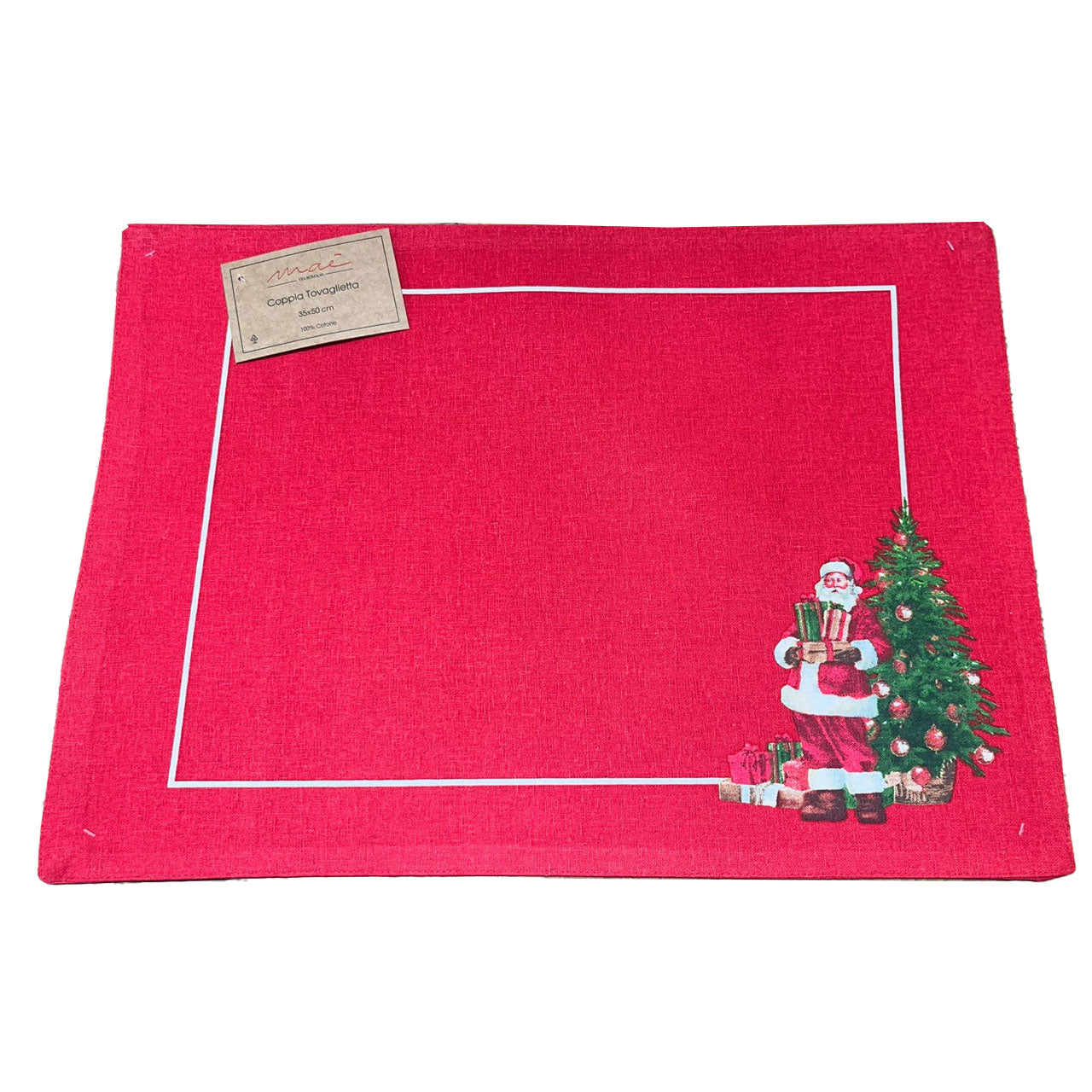 MAE' by Via Roma 60 Coppia di Tovagliette  in cotone art. XMASTIME dis. BABBO NATALE