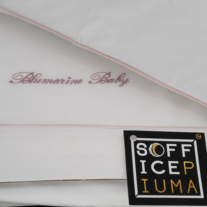 blumarine lenzuolo culla baby blu rosa offerta sconto promo sofficepiuma rosa