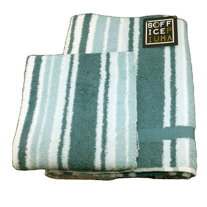 bosco sofficepiuma asciugamani spugna idrofila 100 puro cotone offerta sconto outlet qualita asciugare bagno lavette smeraldo righe grandi tiffany